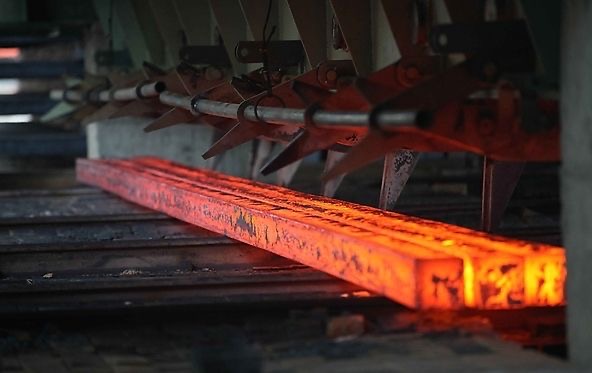 Billets and steel long products in a warehouse